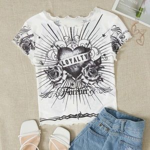 small mesh heart design tee